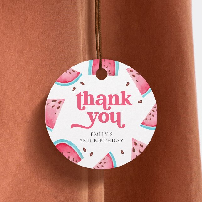 Étiquettes Cadeau Deux pastèques douces 2e Merci d'anniversaire (Créateur téléchargé)