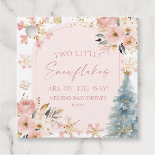 Étiquettes Cadeau Deux petits flocons de neige Baby shower jumeaux d