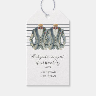 Étiquettes-cadeau Deux pièces en costume Mariage gay personnalisé