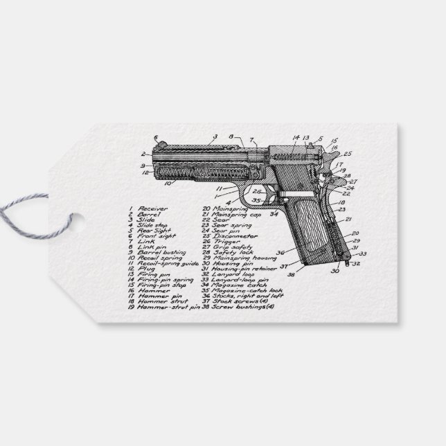 Étiquettes-cadeau Diagramme d'arme V2 (Dos (Horizontal))