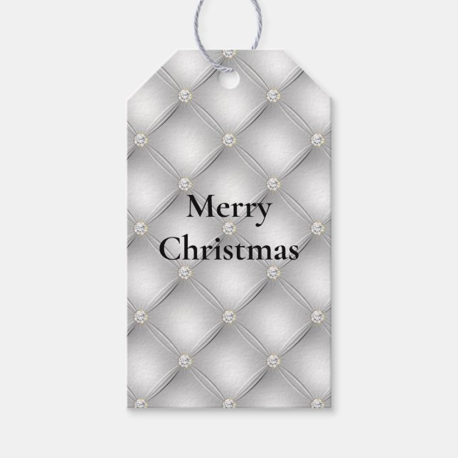 Étiquettes-cadeau Diamant en verre d'argent (Devant)