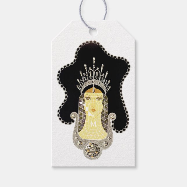 Étiquettes-cadeau Diamant monogramme Pierre de naissance d'avril (Devant)