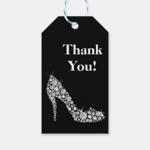 Étiquettes-cadeau diamant talons hauts parties scintillant élégant