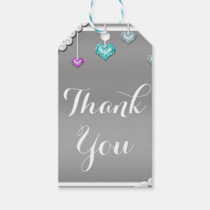 Étiquettes-cadeau Diamants & Perles Bijoux Bling Fête d'anniversaire