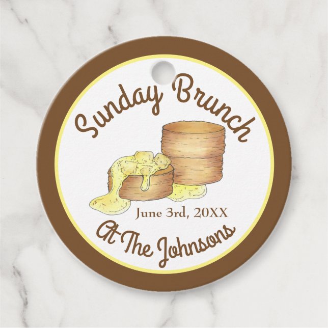 Étiquettes Cadeau Dimanche Petit Déjeuner Brunch Biscuits Saucisse G (Devant)