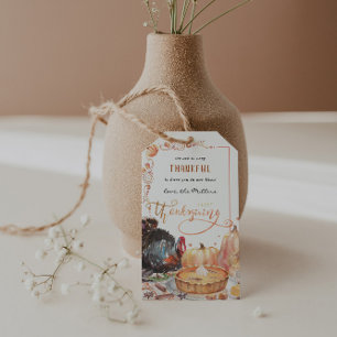 Étiquettes-cadeau Dinde de Thanksgiving d'automne à l'aquarelle mode