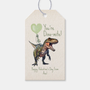 Étiquettes-cadeau Dinosaur Dino-mite Green Classroom Valentine