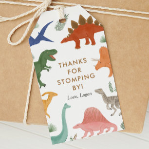 Étiquettes-cadeau Dinosaur fête d'anniversaire Merci Stomping By