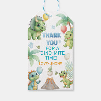 Étiquettes-cadeau Dinosaur Thank You Tag with Coloring Activity - Di