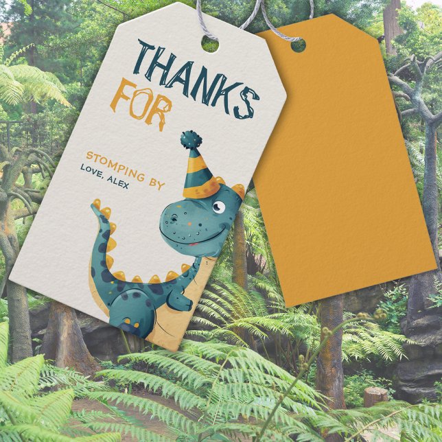 Étiquettes-cadeau Dinosaur Trex Trois Rex 3e fête d'anniversaire (Créateur téléchargé)