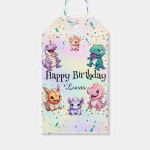 Étiquettes-cadeau Dinosaure coloré mignon anniversaire de enfant de 