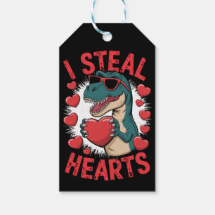 Étiquettes-cadeau Dinosaure de la Saint-Valentin Je vole les cœurs A