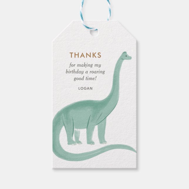 Étiquettes-cadeau Dinosaure minimum Merci fête d'anniversaire (Devant)