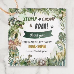 Étiquettes Cadeau Dinosaures de verdure Jurassic Boy Fête d'annivers