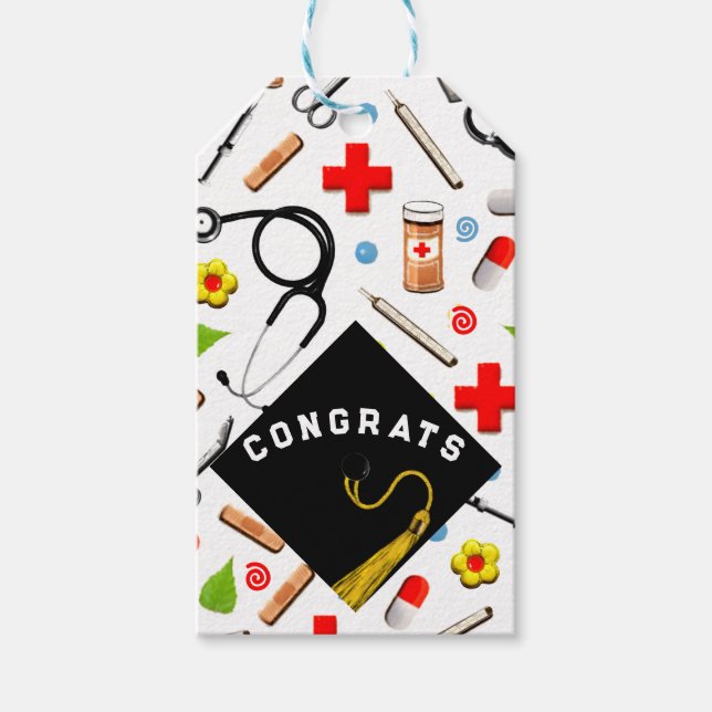 Étiquettes-cadeau Diplôme de l'école de soins infirmiers (Devant)