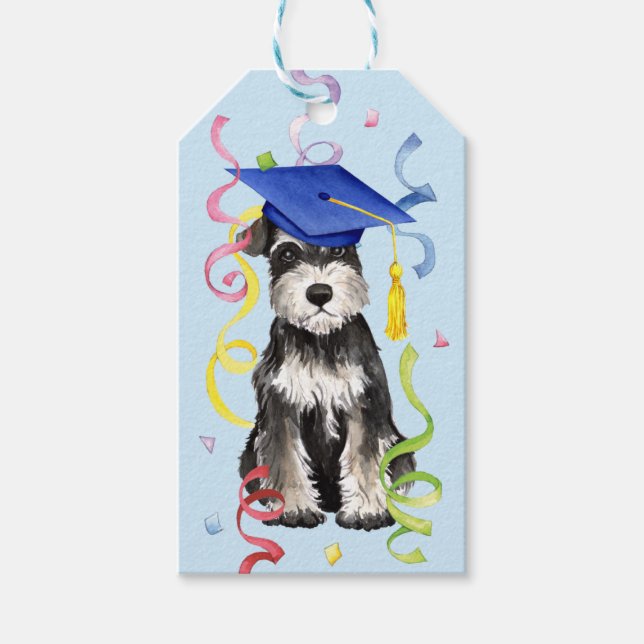 Étiquettes-cadeau Diplômé de Mini Schnauzer (Devant)