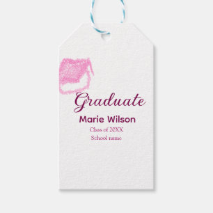 Étiquettes-cadeau diplômé parties scintillant rose bouchon ajouter n
