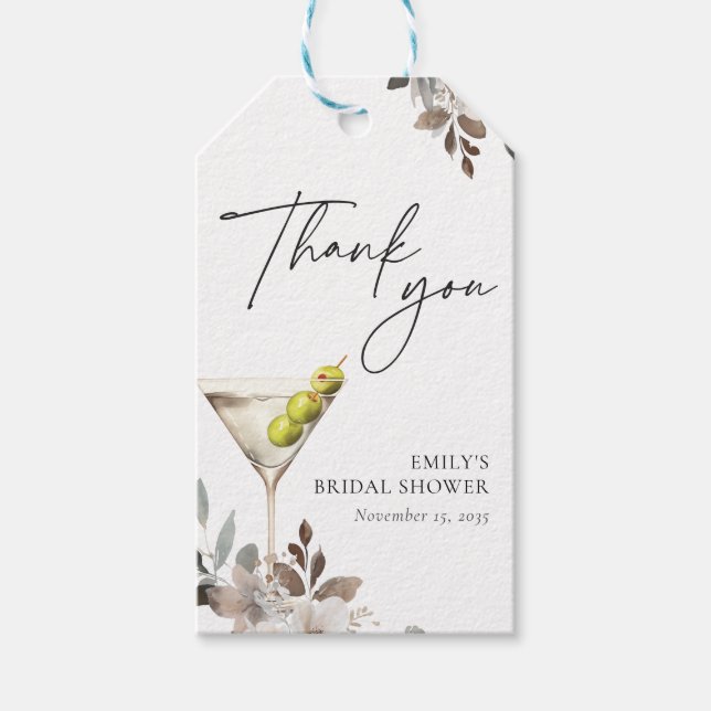 Étiquettes-cadeau Dirty Martini Cocktail Fête des mariées (Devant)