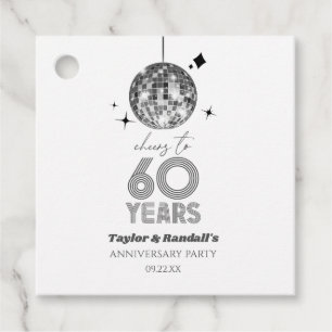 Étiquettes Cadeau Disco Cheers 60 Anniversaire Mariage Fête