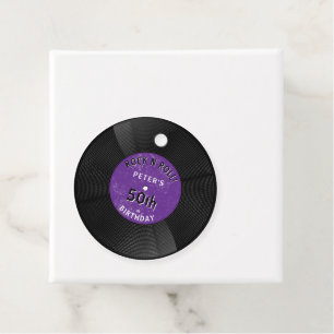 Étiquettes Cadeau Disque Vinyle Rétro Rock N Roll Violet Anniversair