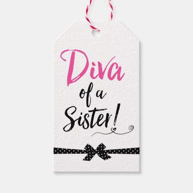 Étiquettes-cadeau "DIVA d'une soeur !" (Devant)