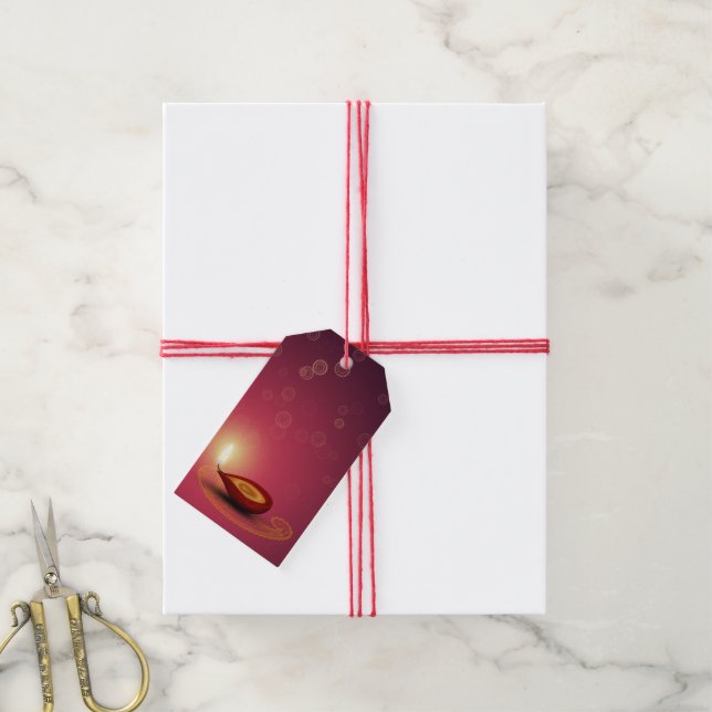 Étiquettes-cadeau Diwali Diya - Tag cadeau (Avec de la ficelle)