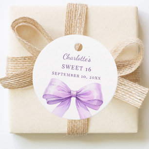 Étiquettes Cadeau DIY nœud lavande Sweet 16 écrit à la main