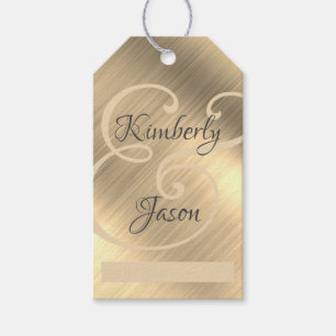 Étiquettes-cadeau do-it-yourself Ses Noms De Script, Tan/Grey, Yel G