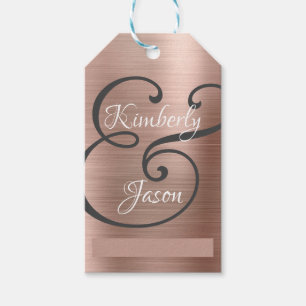 Étiquettes-cadeau do-it-yourself Ses Noms De Script, Wh/Grey, Métal 
