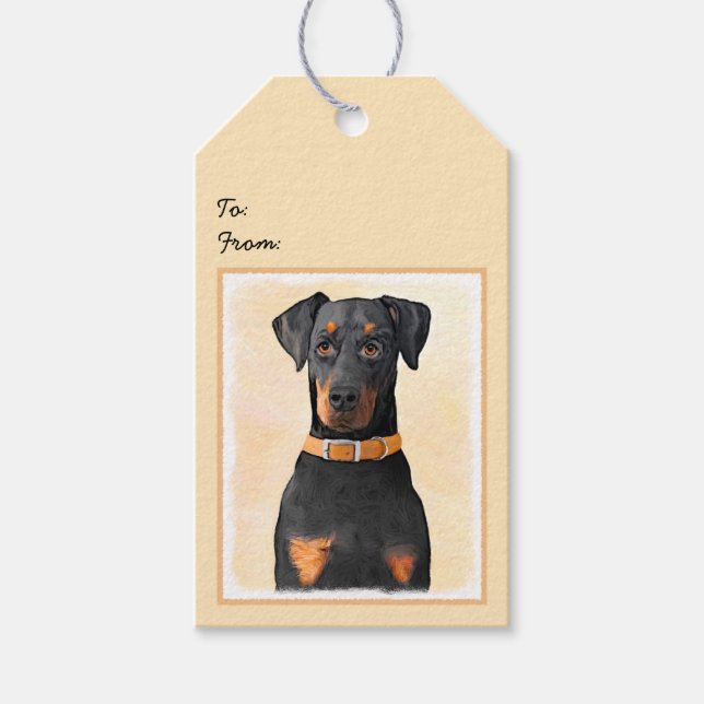 Étiquettes-cadeau Doberman Pinscher Peinture non découpée Art origin (Devant)