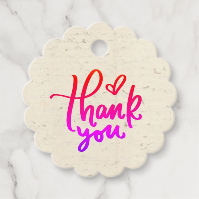 Étiquettes Cadeau Document de texte à dégradé droit Merci (Devant)