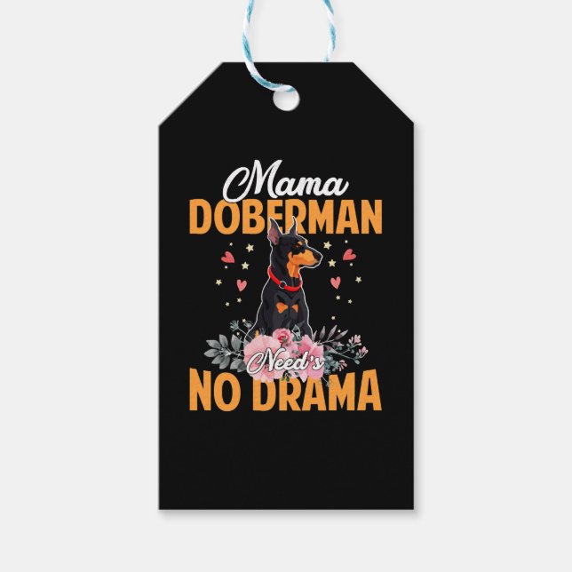 Étiquettes-cadeau Dog Mama Doberman N'A Pas Besoin De Momie Dramafun (Devant)