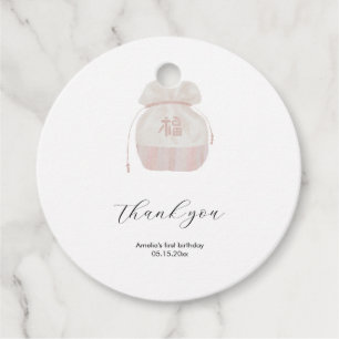 Étiquettes Cadeau Doljanchi coréen rose faveur tag