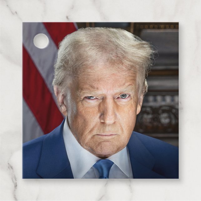 Étiquettes Cadeau Donald Trump 2025 Portrait du président américain (Devant)