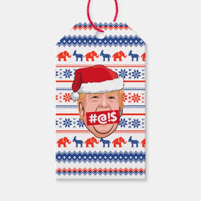 Étiquettes-cadeau DONALD TRUMP Noël en colère (Devant)