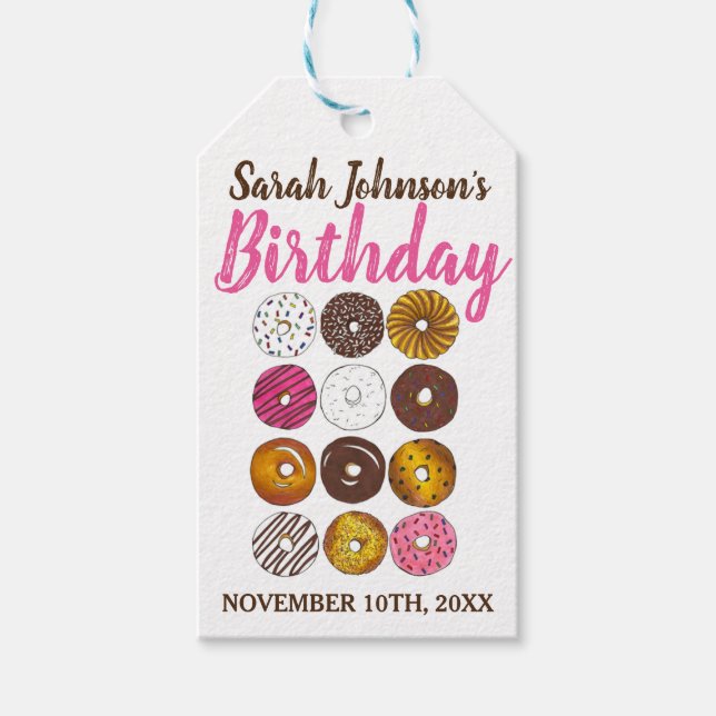 Étiquettes-cadeau Donut Doughnut Fête Anniversaire Brunch Vente de p (Devant)