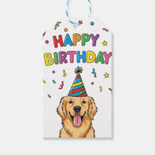 Étiquettes-cadeau Doodle Golden Retriever Doodle Joyeux anniversaire