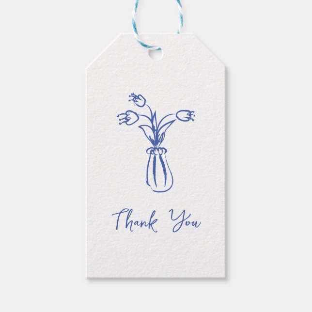 Étiquettes-cadeau Doodle gribouillant main tiré Merci (Devant)
