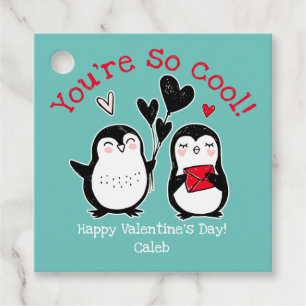 Étiquettes Cadeau Doodle Penguin Valentine