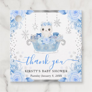Étiquettes Cadeau Douce aquarelle ours polaire arctique Fleur Baby S