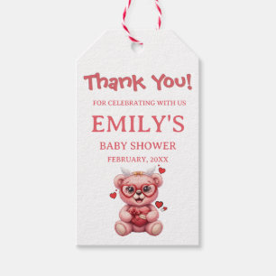 Étiquettes-cadeau Douce Baby Shower Ours en Peluche Rose