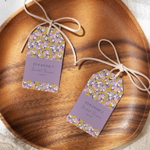 Étiquettes-cadeau Douce Mariage Fleurs Violet Jaune Personnalisé