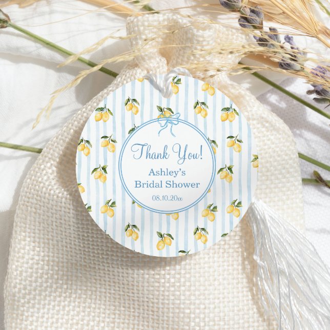 Étiquettes Cadeau Douce Méditerranée  Ruban Bleu Mariage (Créateur téléchargé)