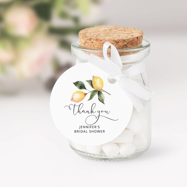 Étiquettes Cadeau Douche nuptiale au citron d'aquarelle (Créateur téléchargé)