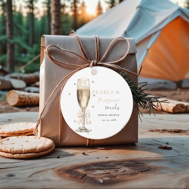 Étiquettes Cadeau Douche nuptiale Pearl & Prosecco (Créateur téléchargé)
