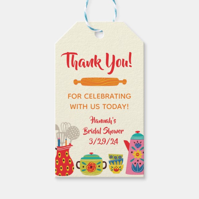 Étiquettes-cadeau Douchez la cuisine Shower de mariage (Devant)