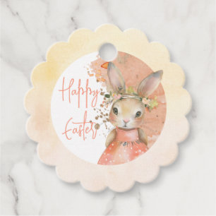 Étiquettes Cadeau Doux aquarelle florale lapin Joyeux Pâques