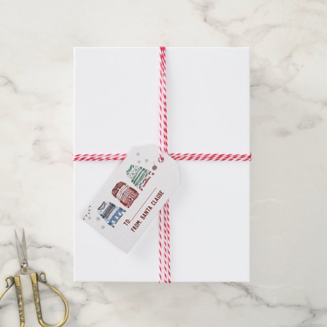 Étiquettes-cadeau Doux moche Joyeux Noël à et de (Avec de la ficelle)