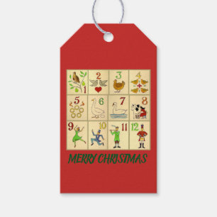 Étiquettes-cadeau DOUZE JOURS d'étiquette de cadeau de NOËL
