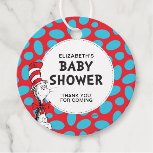 Étiquettes Cadeau Dr. Seuss Cat dans le Baby shower Casquette